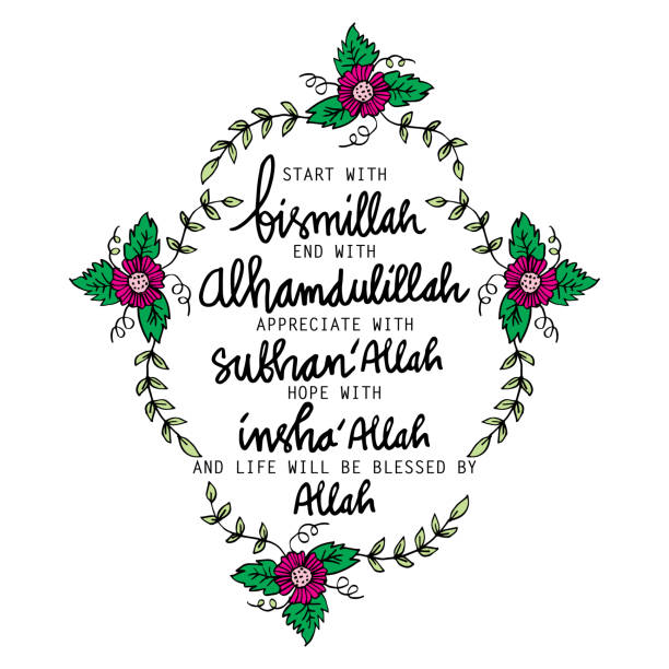 Start With Bismillah End With Alhamdulillah Appreciate With Subhanallah  Hope With Inshaallah And Life Will Be Blessed By Allah Stock Illustration -  Download Image Now - iStock