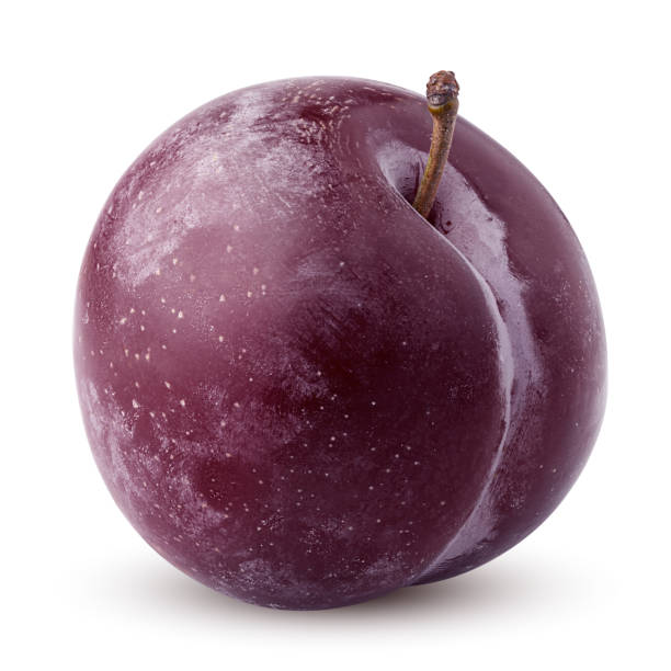istock plum isolated on white background, clipping path, full depth of field 1090769702
