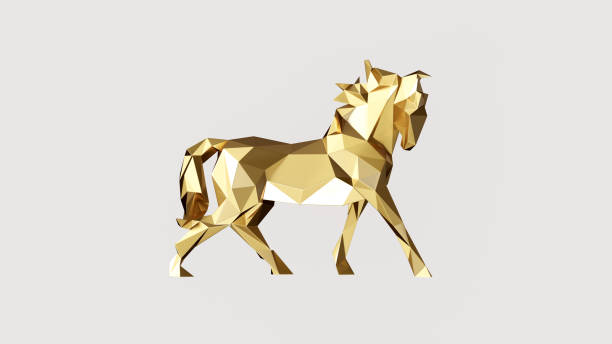 White and Gold Polygon Horse