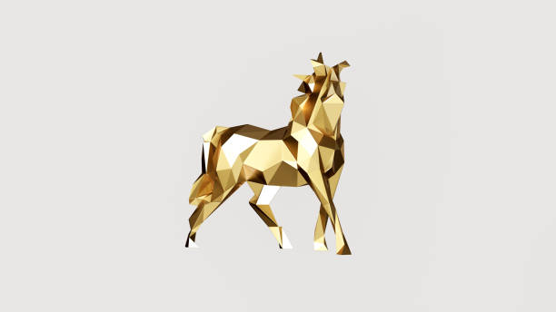 istock White and Gold Polygon Horse 1090770258