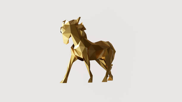 istock White and Gold Polygon Horse 1090770272