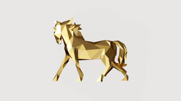 istock White and Gold Polygon Horse 1090770448