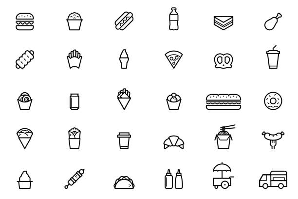 Fast Food Icons Fast Food Icons hot dog stand stock illustrations