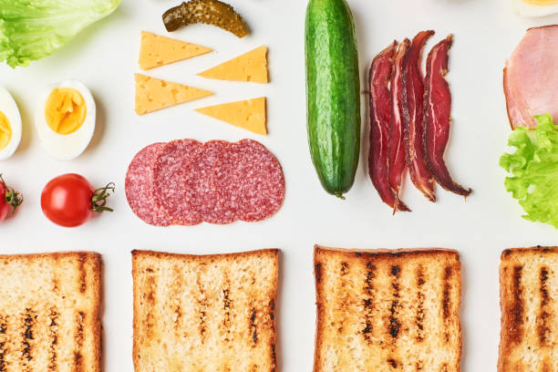 istock Sandwich ingredients on a white background, top view 1090773054