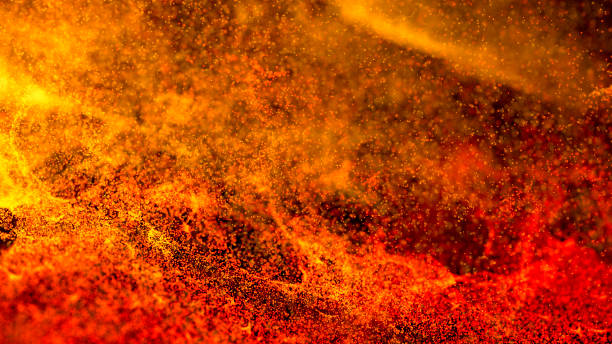 gorąca magma wulkaniczna, tło lawy - red erupting abstract yellow stock illustrations