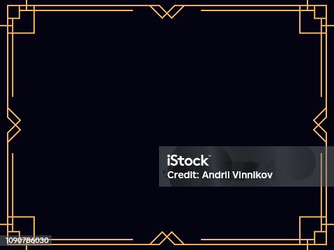 istock Art deco frame. Vintage linear border. Design a template for invitations, leaflets and greeting cards. Style of the 1920s, 1930s. Vector illustration 1090786030