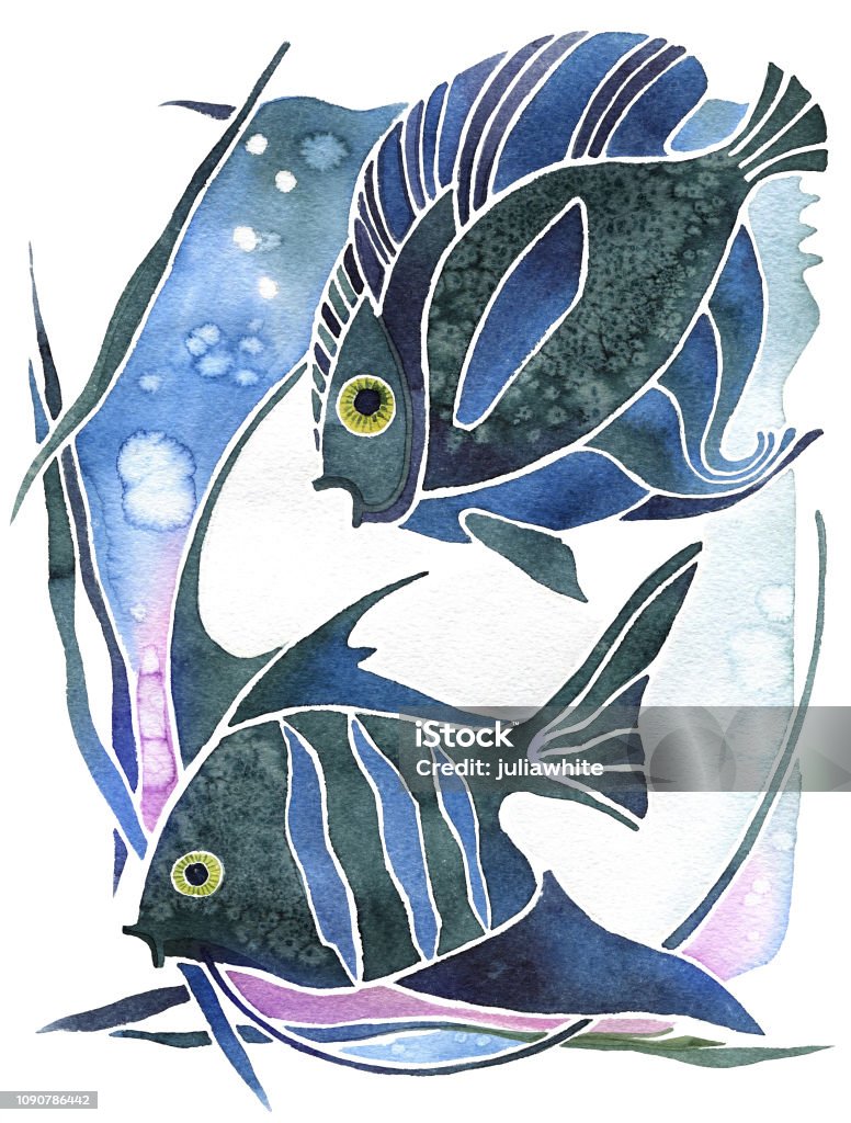 Astrology symbol Pisces Astrology symbol two fishes on white background Astrology stock illustration