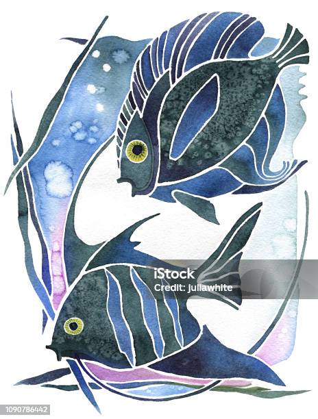 Astrology Symbol Pisces Stock Illustration - Download Image Now - Astrology, Watercolor Painting, Animal