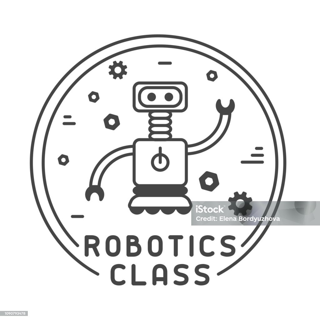 Robotics Course Logo Logo Concept Of Robotics Class Stock Illustration - Download Image Now ...