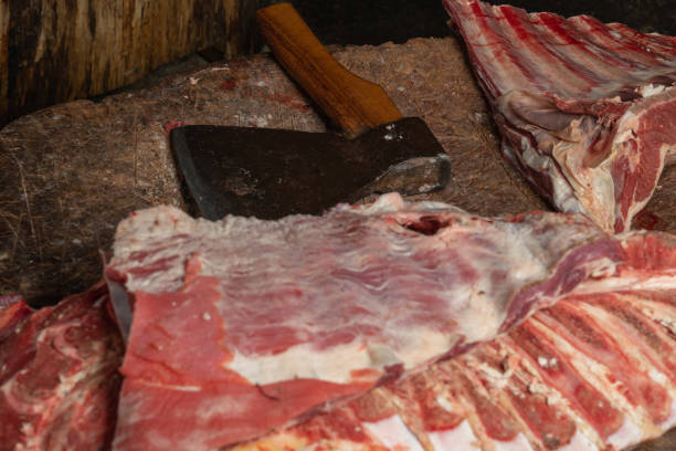 Meat cutting on the market for sale