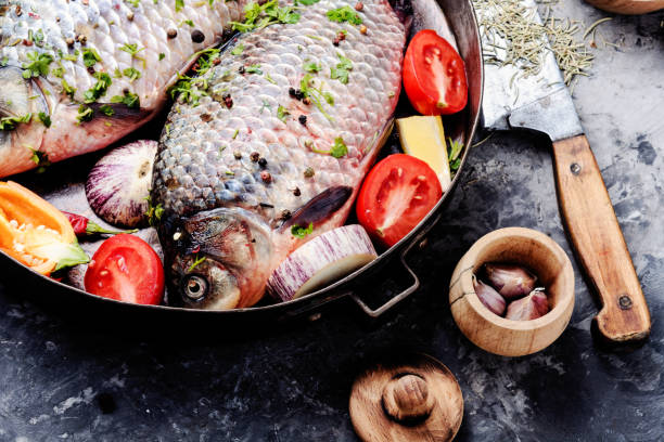 istock Raw fish and food ingredients 1090800888