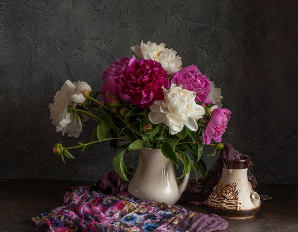 istock Still life with white and pink peonies. 1090803038