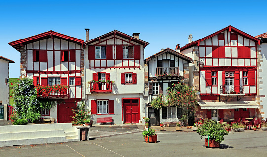 Typical street of the Basque country in France