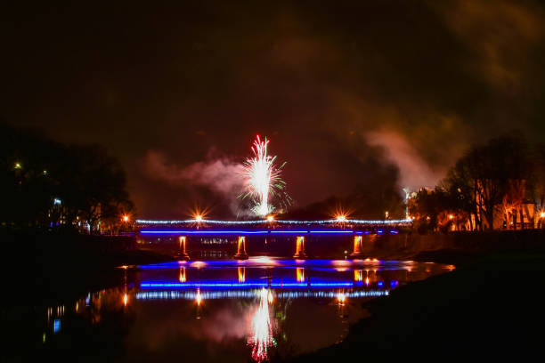 istock Uzhgorod cityscape on New Year's Eve 1090811970