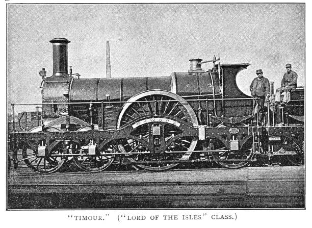 istock Victorian black and white engraving of a steam engine  known as Timour from the Iron Duke Class Broad Gauge British 19th century railways; English Illustrated 1892 1090829988