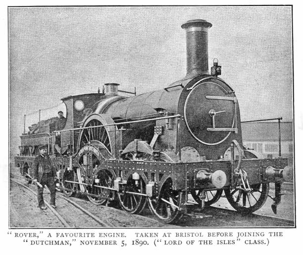 istock Victorian black and white engraving of a steam engine Rover from the Iron Duke Class Broad Gauge British 19th century railways; English Illustrated 1892 1090830560