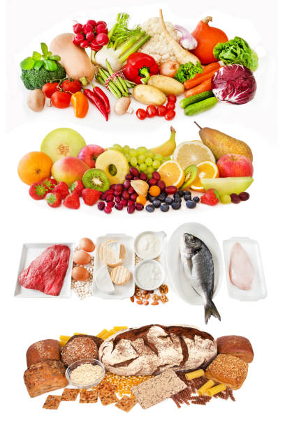 istock Healthy eating food groups against white background 1090830786