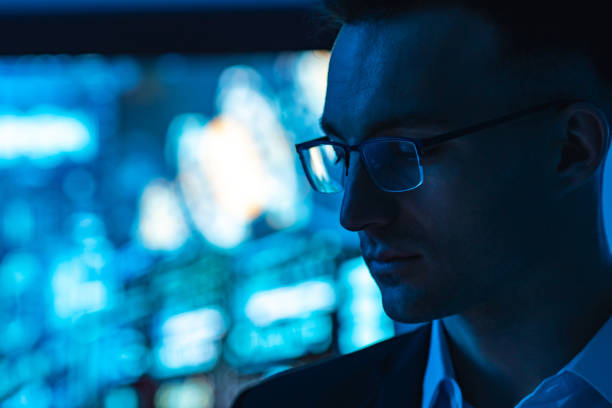 istock The businessman portrait on the screen background 1090834972