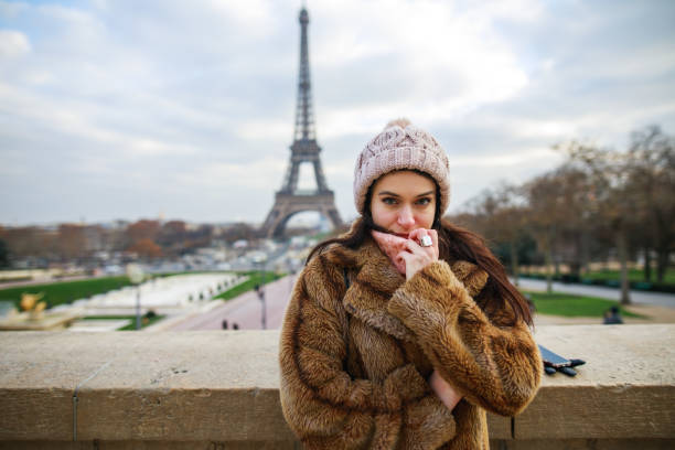 young asian woman traveling and shopping in Paris, France
