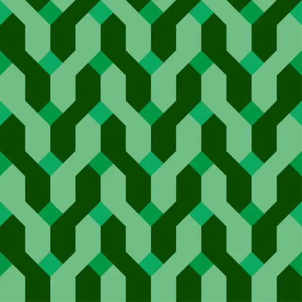 Vector illustration of Seamless background pattern - Pigtails - green wallpaper - vector Illustration