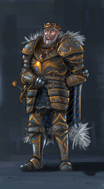 istock Concept Art Fantasy Illustration of Warrior King in Full Plate Armor 1090848586