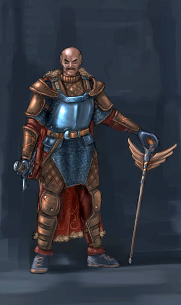istock Concept Art Fantasy Illustration of Warrior Knight in Armor With Sword 1090848592