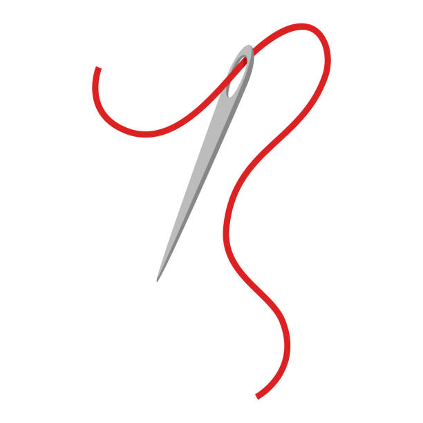Needle and thread Illustrationen visar en tecknad bild på en nål som har en röd tråd sewing needle stock illustrations