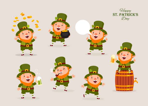 Leprechaun, Vector Illustration, St. Patrick's Day, Isolated Objects for Design, Vector, Set of Characters 1 Leprechaun, Vector Illustration, St. Patrick's Day, Isolated Objects for Design, Vector Illustration, Set of Characters 1 cute leprechaun stock illustrations