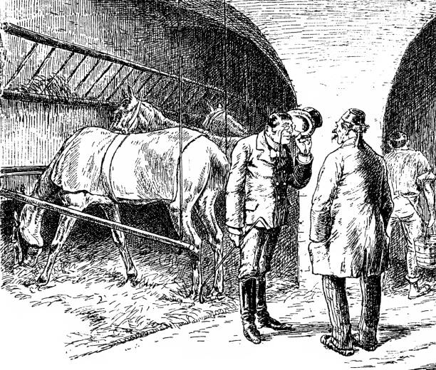 istock Two adult men are talking in the stable - 1896 1090857160