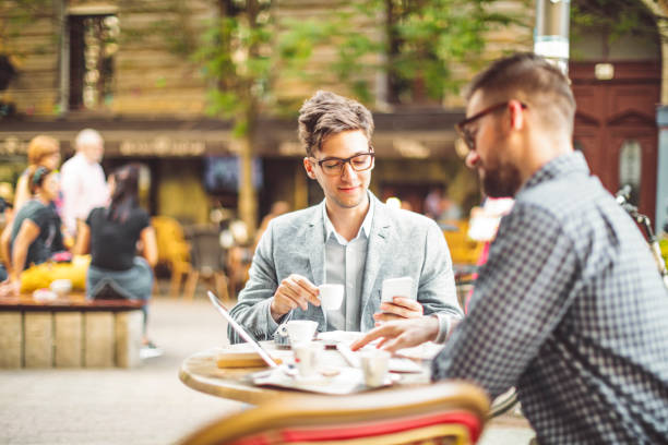 istock Young businessmen are having a coffee break 1090858224