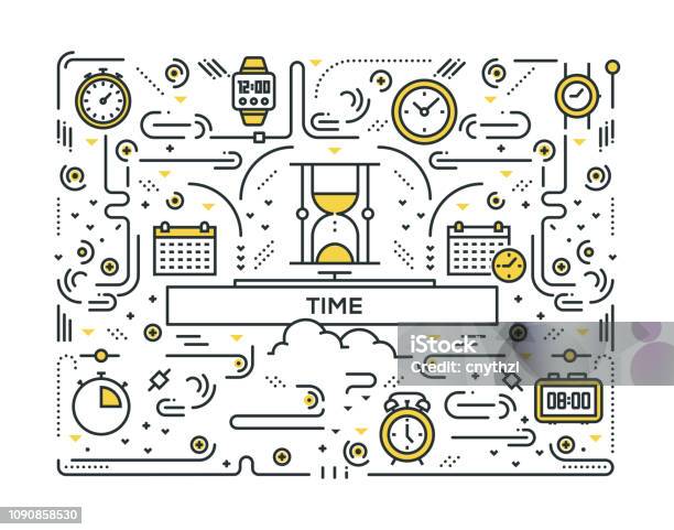 Time Related Line Icons Pattern Design Stock Illustration - Download Image Now - Concepts, Time, Speed