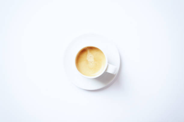 istock Cup of coffee on white background. Top view. Copy space. 1090860768