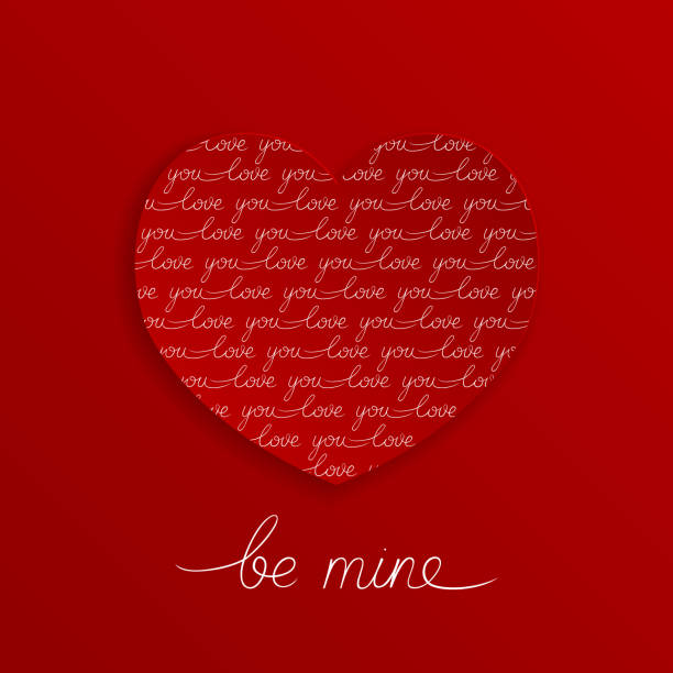 istock Love You Lettering Greeting Card on red background. 1090872540