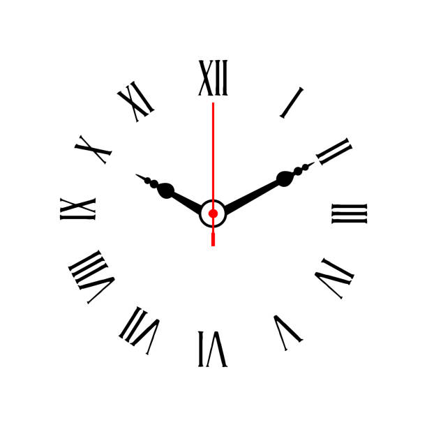 Clock with roman numerals Clock with roman numerals hour hand stock illustrations