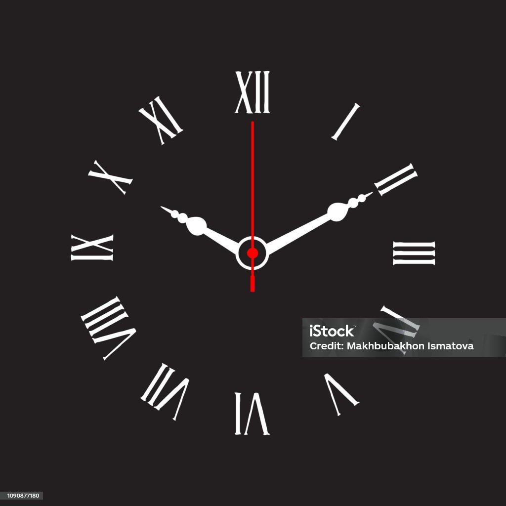 Clock Latin Numbers Clock With Roman Numerals Stock Illustration - Download Image Now ...