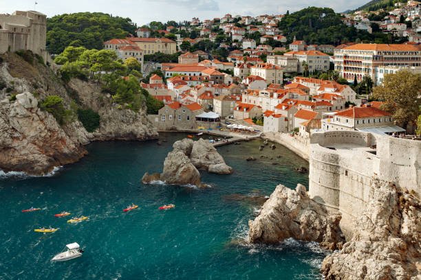Dubrovnik, Dalmatia, Croatia   - The Old Town of Dubrovnik, Fortress Lovrijenac, view from the fortress wall stock photo
