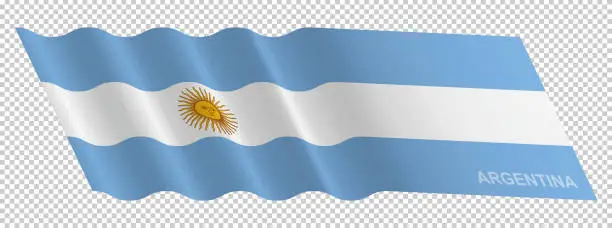 Vector illustration of Vector flag of Argentina waving background