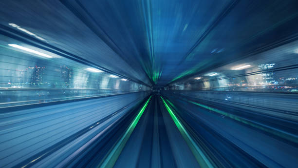 istock Motion blur of Automatic train moving inside tunnel in Tokyo, Japan. 1090902010