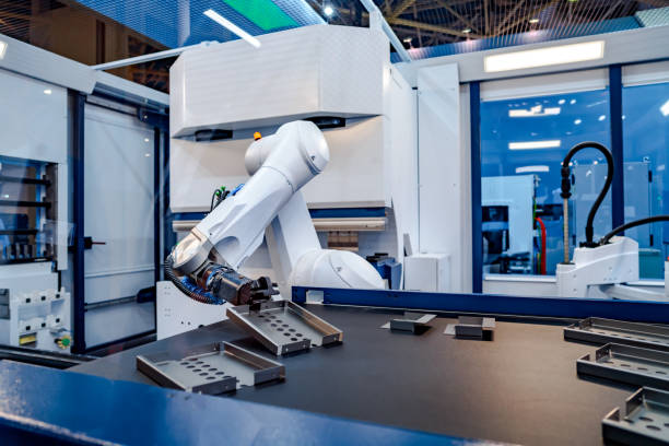istock Robotic Arm modern industrial technology. Automated production cell. 1090907554