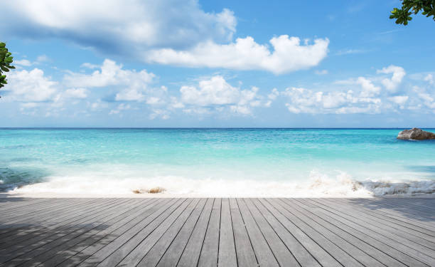 Empty Wooden Terrace At The Seaside