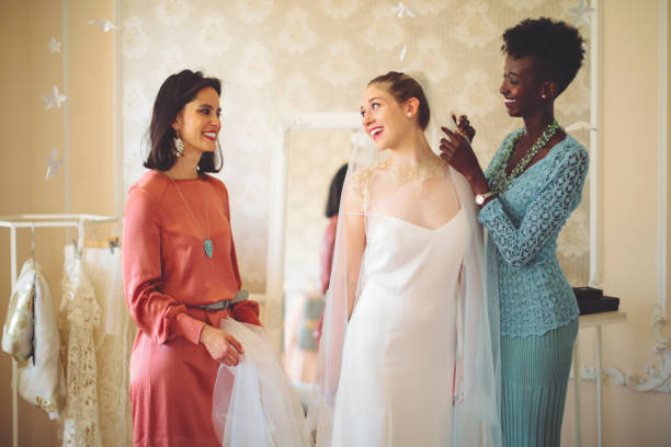 istock The bride is trying out her wedding dress 1090912700
