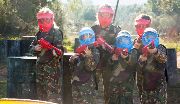 istock Kids ready for paintball game 1090918274