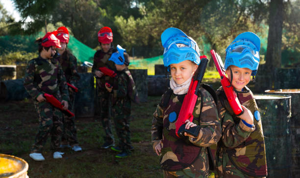 istock Two kids paintball players 1090918290
