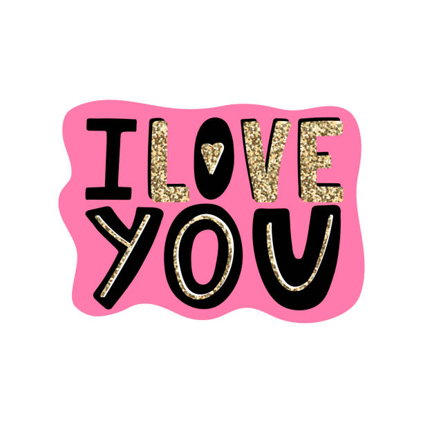 istock I love you-hand drawn romantic quote. Valentines Day card with glitter text on pink background. Doodle modern printable design for greeting cards, tattoo, invitations, t-shirt. Vector illustration 1090921360