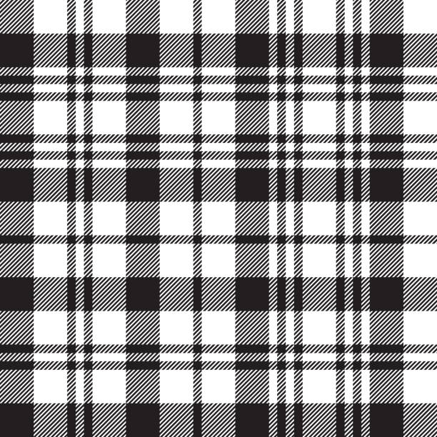 черные часы тартан проверить плед бесшовные картины - tartan plaid textured pattern stock illustrations