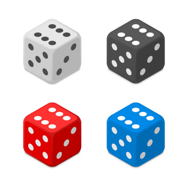 würfel-icon-set. - dice cube number 6 luck stock-grafiken, -clipart, -cartoons und -symbole