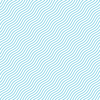 Blue and white seamless wave pattern. Linear diagonal waves background. Abstract geometric ornament. Sea or ocean texture. Vector illustration in flat style. EPS 10.