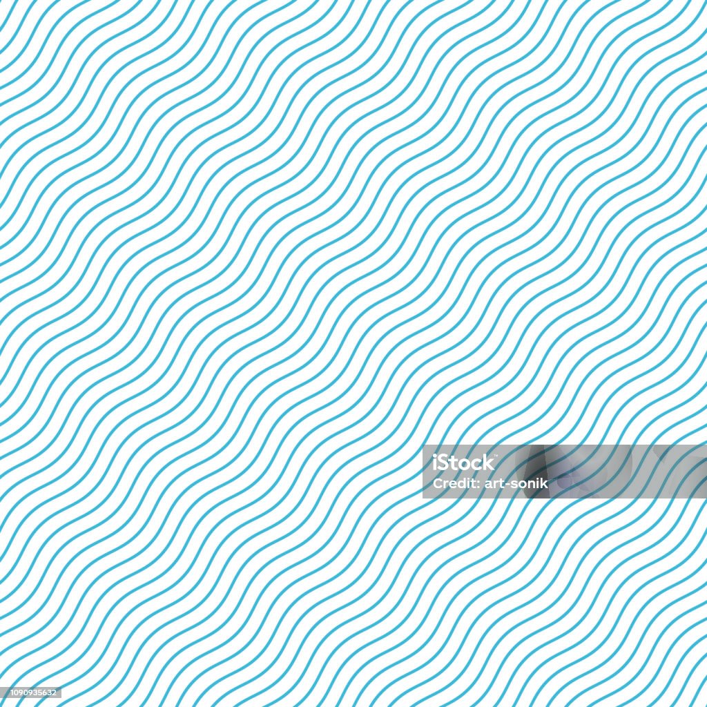 Diagonal stripes waves. Blue and white seamless wave pattern. Linear diagonal waves background. Abstract geometric ornament. Sea or ocean texture. Vector illustration in flat style. EPS 10. Pattern stock vector