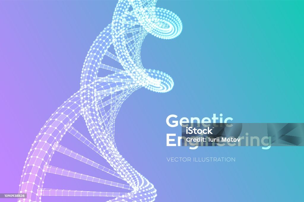 Editable Dna Structure Dna Sequence Wireframe Dna Molecules Structure Mesh Dna Code Editable ...