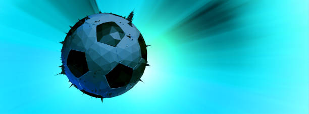istock Low poly football illustration on shining green banner BG 1090941842